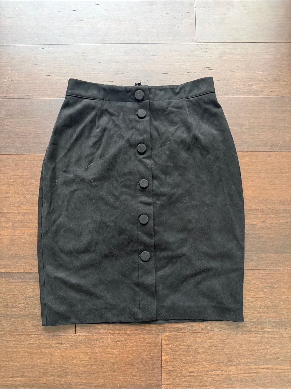 H&M Classic Black Button-Front Pencil Skirt